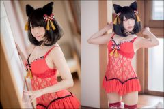 宮本彩希、柔肌眩しい擬人化グラビア！　つい埋もれたくなる黒猫ちゃんの谷間と太もも
