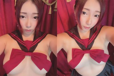 リアル春麗レイヤー・ツナマヨ、露出狂すぎるセーラー服で美バスト大解放!